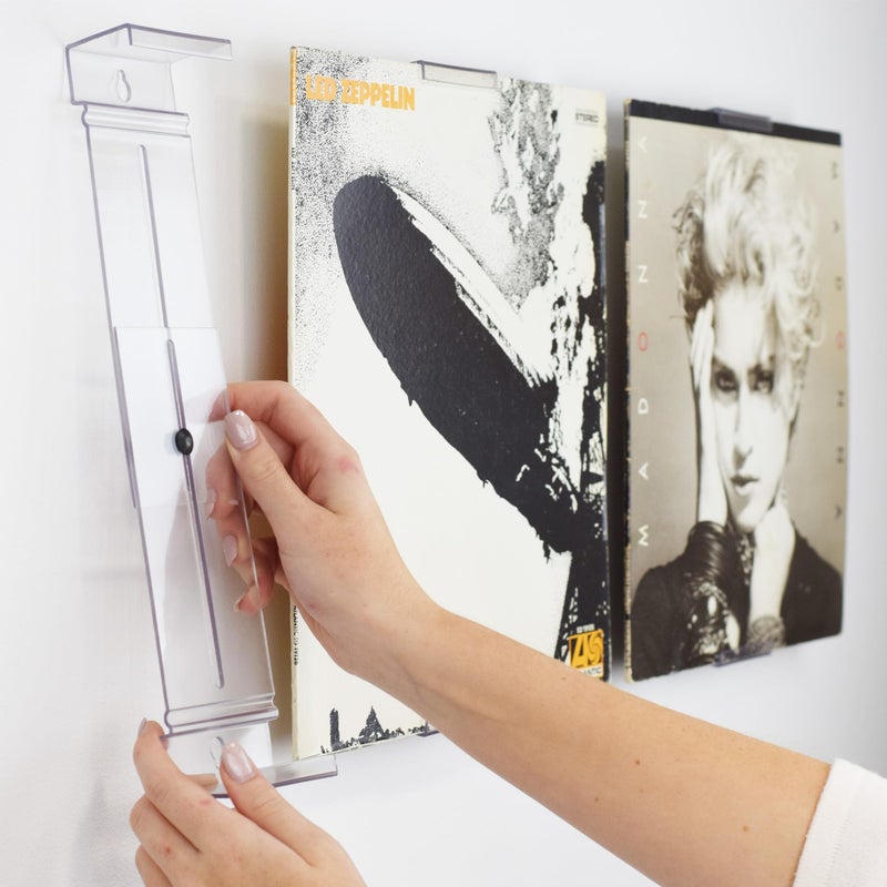 CollectorMount Album Mount 5 Pack Wall Mount Album Frame Brackets or Shelf Stand, Adjustable, Clear to display Vinyl Records - Image 1